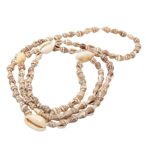 Vintage Shell Necklaces Chain Cowrie Seashell Seeds Beads Ivory White Tan Brown - Picture 3 of 10